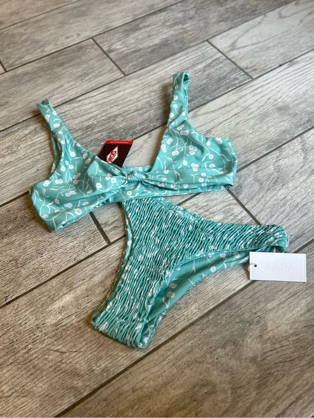 NWT Thálassa Floral Bikini Teal Green, Top: Women’s M, Bottoms: Women’s S